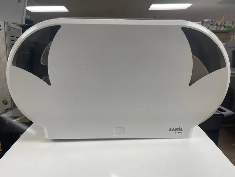 Used Sanis Used Sanis Traditional Double Roll Toilet Paper Dispenser Without Key - Coz Janitorial Equipment Illinois US | Falcon Restaurant Supply #1375310