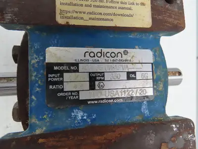 Radicon Reducer 5:1 Toshiba Gearmotor 2Hp 230/460V 3PH 346 RPM Dual Shaft 145TC