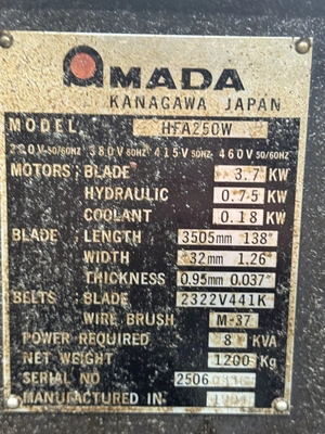 1994 AMADA HFA-250W Band Saws, Horizontal | Norcal Machinery (15)