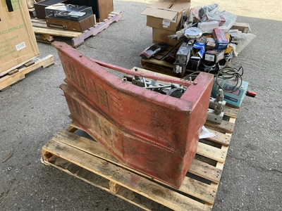 Skid lot of 4 piece swivel casters with bumpers, pulley with cord and remote, a snow scraper, a trac...