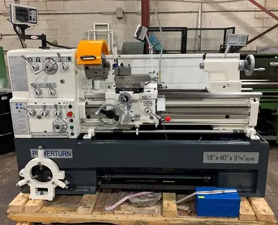 18" X 40" "NEW" POWERTURN LATHE, PRECISION LATHE WITH 3.14" SPINDLE BORE