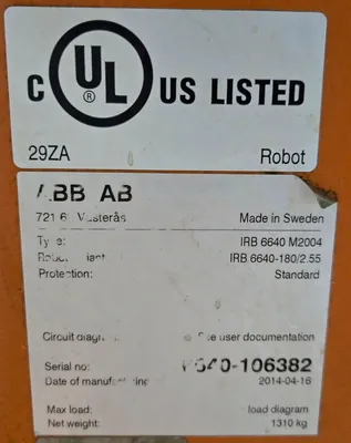 USED 2014 ABB IRB 6640-180/2.55