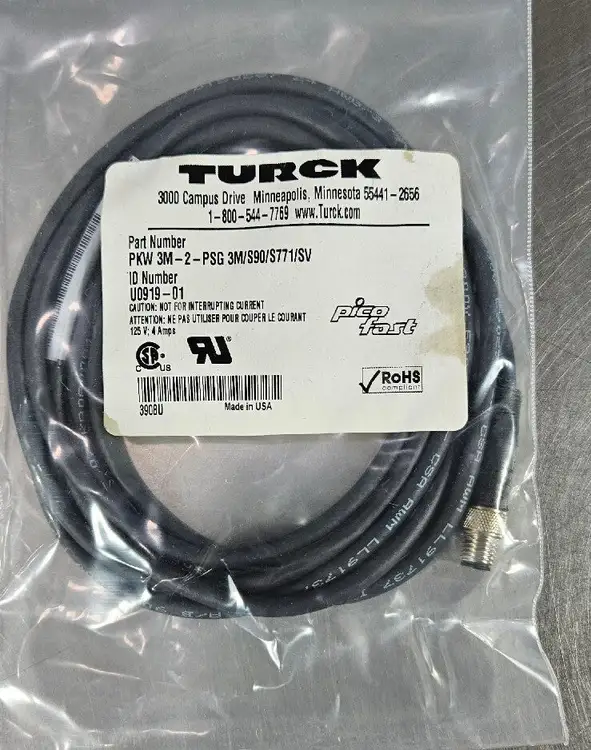 Used TURCK PKW 3M-2-PSG 3M/S90/S771/SV Cable & Wire South Carolina US | Palmetto Automation #1159595
