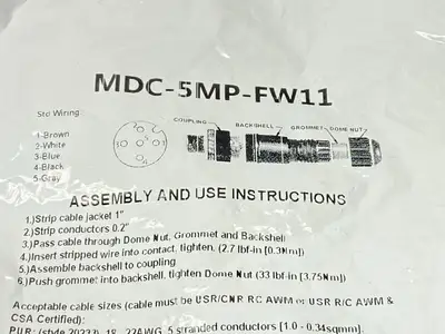 NEW MENCOM FIELD WIREABLE CONNECTOR MALE M12 5-POLE