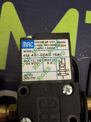 MAC 45A-AB1-DDAB-1BA SOLENOID VALVE 24VDC 5.4W