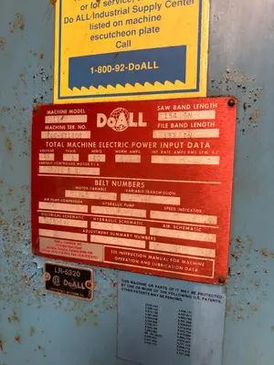 Used DOALL 2013-V Vertical Band Saws Ontario CA | Aucto #1306905