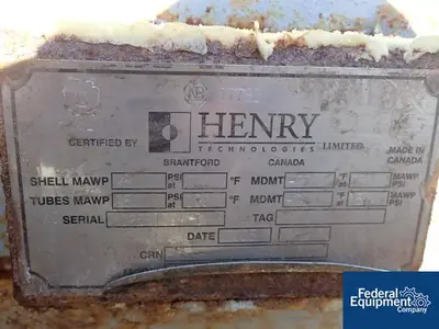 USED Henry Technologies LTD. 1,915 Sq Ft Henry Tech Heat Exchanger, 304 S/S, 150/250#