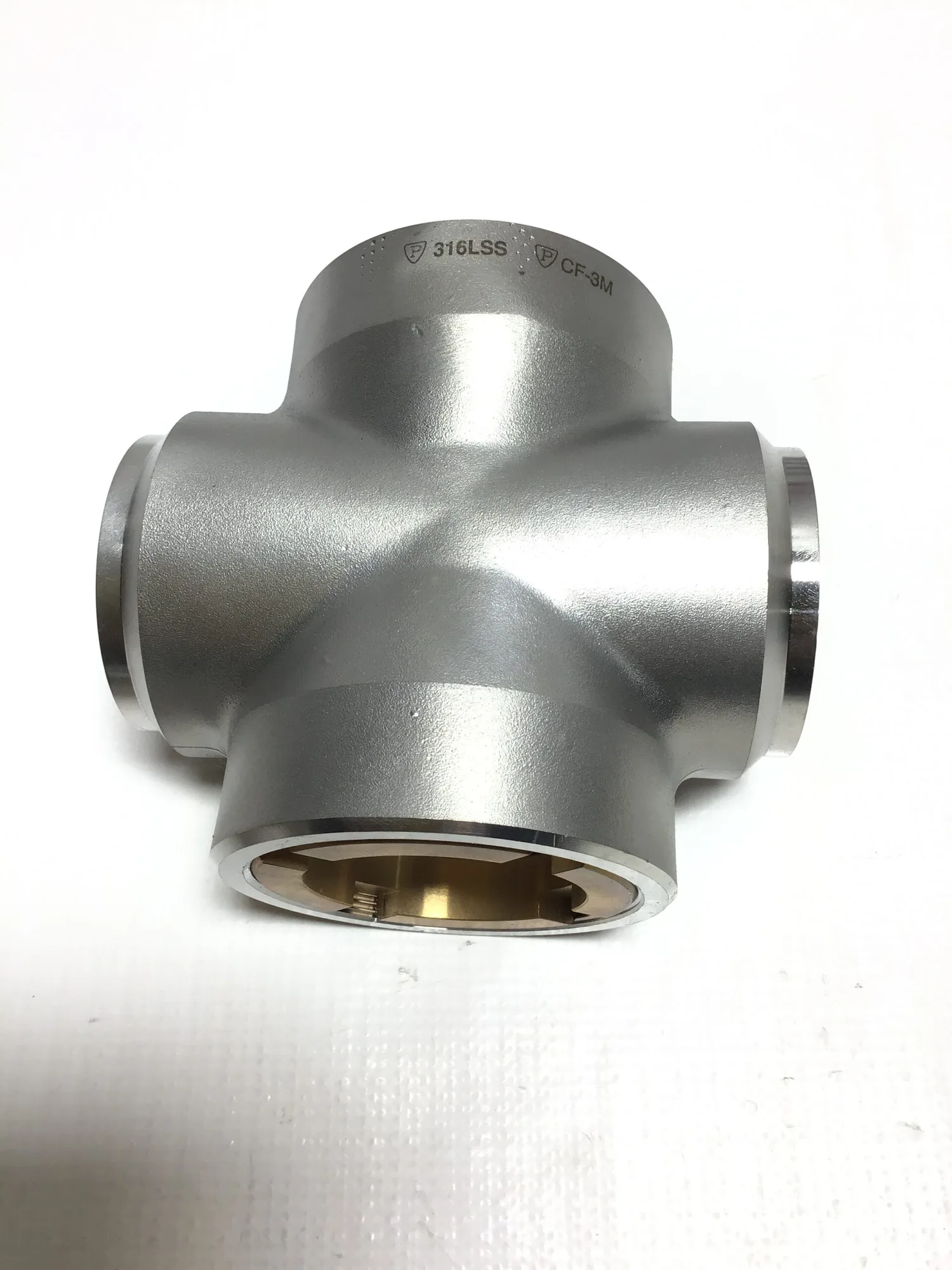 Parker CF-3M Four Way Socket Weld Pipe Fitting Unequal Cross Stainless Steel