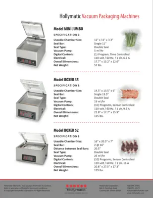The Hollymatic Mini Jumbo Table Top Vacuum Packaging Machine