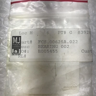 ** Single Row Ball Bearing 002 (Qty Of 6) FCS.00625A . 022 Fast Shipping #