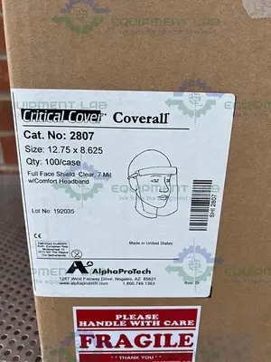 NEW BOX OF 100 - ALPHA PROTECH CRITICAL COVER 2807 DISPOSABLE CLEAR FULL FACE SHIELD