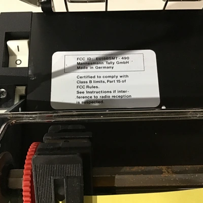 Mannesmann Tally MT460/490 Dot Matrix Printer 120V 60Hz 1.35A