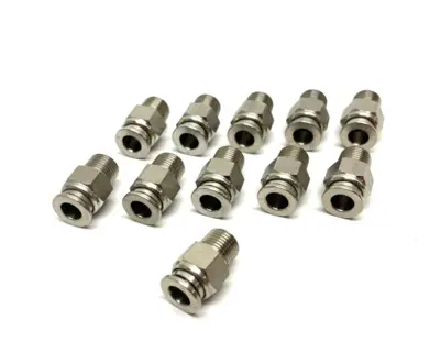 None | Stainless Steel Straight Snap-Connect Tube Fitting 6mm OD 1/8" Thread LOT OF 11 - New Other