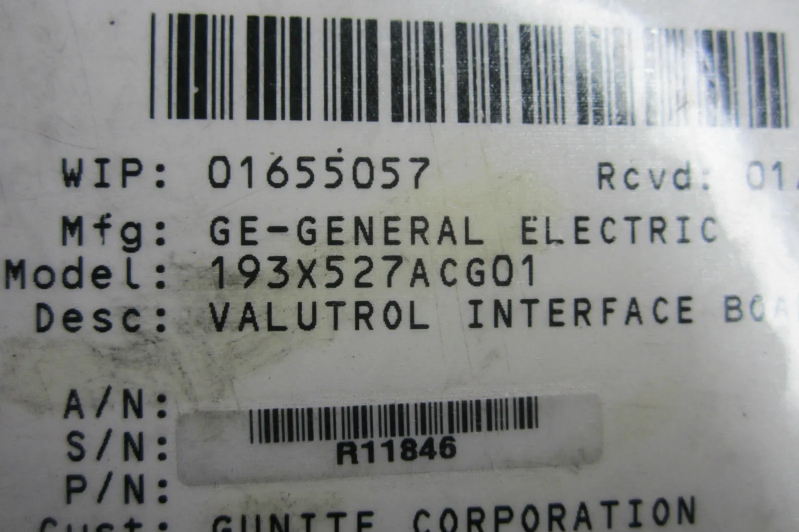 GENERAL ELECTRIC 193X527ACG01 VALUTROL INTERFACE BOARD