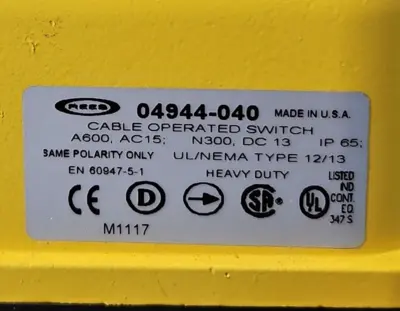 Rees 04944-040 EN 60947-5-1 Cable Operated Switch (BIN434)