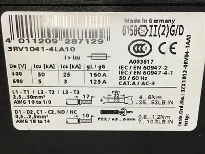 USED SIEMENS 3RV1041-4LA10