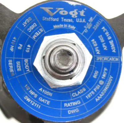 NEW VOGT SW12111 GATE VALVE 1/2" A105N