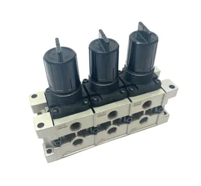 USED SMC MODULAR 3-REGULATOR MANIFOLD 1/4" NPT