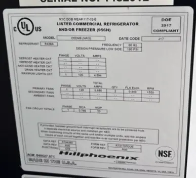 187-0033 Hill Phoenix O5DMB NRG 16 Feet Multi Deck Cooler Run