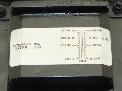 Hevi-Duty E250JL Power Transformer 250VA 1Ph HV 277/240/208 LV 120/24 Class 105