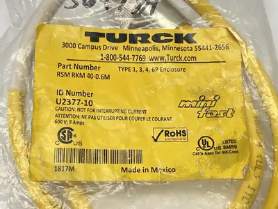 NEW TURCK MINIFAST DOUBLE ENDED CORDSET M/F 7/8" 4-PIN U2377-10