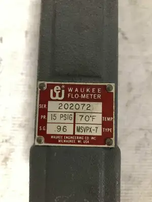 Waukee MSVPX-7 202072 Gas Flow Meter 0-250CFH 15PSI 70°F 0.96SG