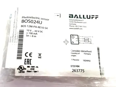 USED BALLUFF CYLINDRICAL THROUGH-BEAM PHOTOELECTRIC SENSOR BOS 12M-PA-RE10-S4