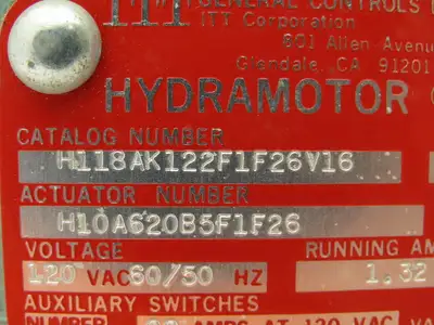 ITT H118AK122F1F26V16 Hydramotor Electric Actuator Shut-Off Valve 2-1/2"NPT 120V