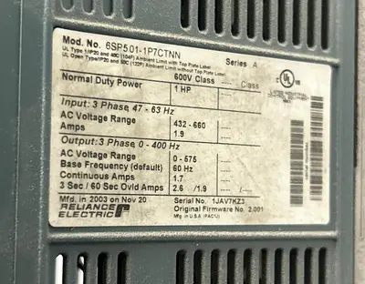USED RELIANCE 6SP501-1P7CTNN