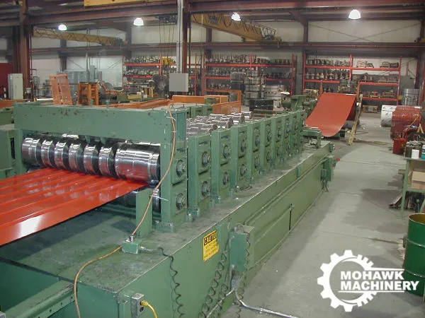 10 STAND BRADBURY “M3” PANEL ROLLFORM LINE w MASTIC APPLICATOR SYSTEM - 3” DIAMETER SPINDLES - 54” ROLL SPACE - 25 HP MOTOR - TOOLING