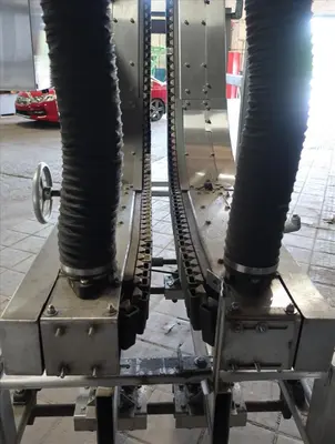 SPC8368  Conveyor AMBEC lowerator Stainless Steel, 38" discharge ht. and 80" infeed ht.