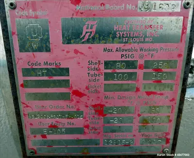 Used Heat Transfer Systems U-Tube Shell & Tube Heat Exchanger – 2,858 Sq. Ft., Carbon Steel
