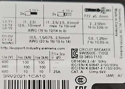 USED Siemens Siemens 3RV2021-1CA10