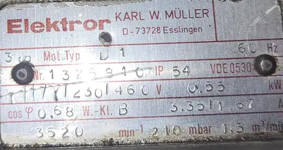 USED ELEKTROR ELEKTROR 3520 BLOWER 230/460 V