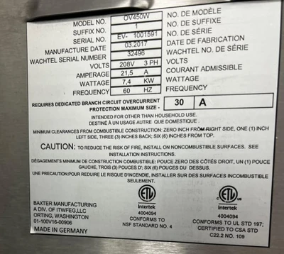 158-0002 Baxter OV450W Electric Deck Oven with Steam