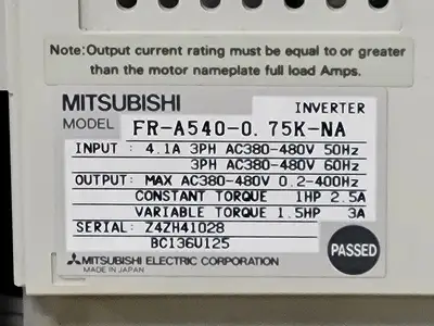 USED MITSUBISHI ELECTRIC CORPORATION FR-A540-0.75K-NA