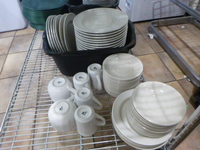 Wire Shelving with Dishware