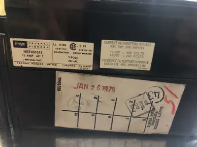 New | in-Stock FEDERAL PIONEER NEF431015 Switchgears British Columbia CA | Lenmark #244435