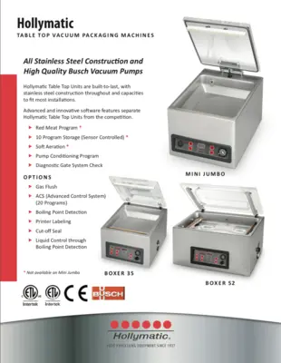 The Hollymatic Boxer 52 Table Top Vacuum Packaging Machine
