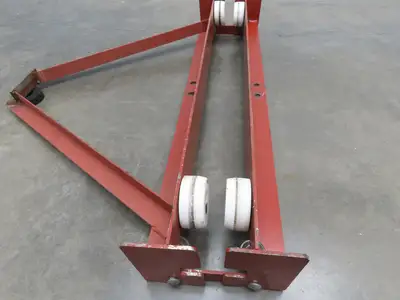 Underhung Bridge Crane Push End Truck 3.25"-7" Beam Flange 48"L 4" Poly Wheels
