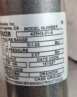 Barksdale 425H3-01-A Pressure Transducer Loc6C6