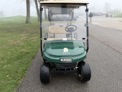 (1) 2015 E-Z-Go golf cart with a Kawasaki gas engine, includes canopy, fold-down windshield, and bal...