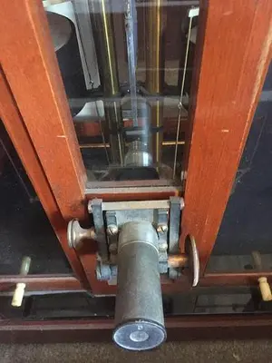 0130-385 Christian Becker Inc Wood & Glass Case Balance Beam Scale