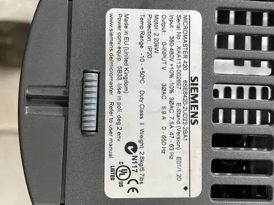 Used SIEMENS MICROMASTER 420 A.C. Motors Michigan US | RAB Industries, Inc. #184039