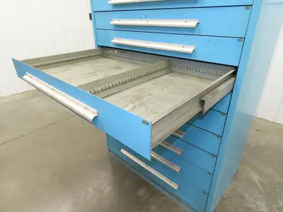 Nu-Era Modular Tool Storage Cabinet 10 Drawer 45x28x61" Blue Stanley Vidmar