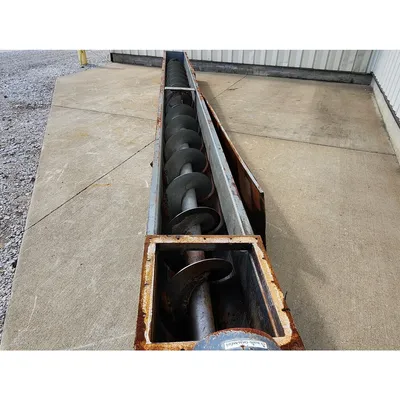 Used 5HP Mild Steel Incline Industrial Screw Auger Conveyor - 16" Dia. X 24'L