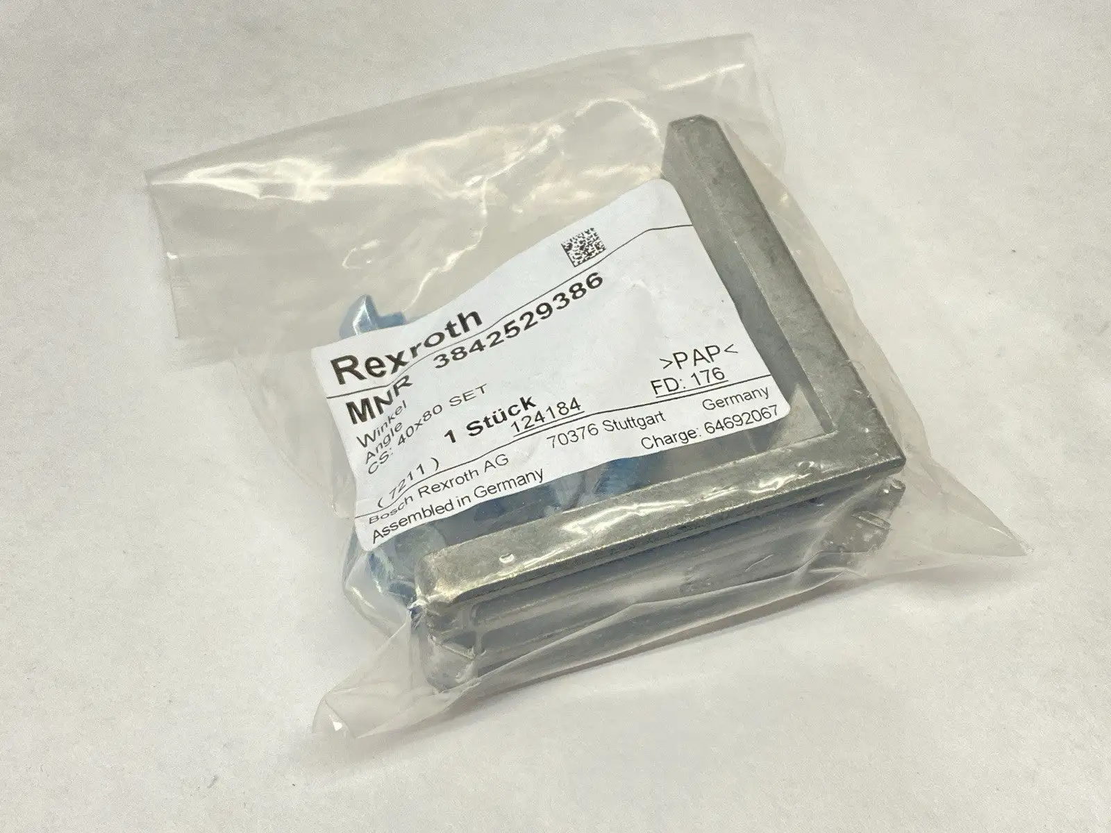 3 842 529 386 | Bosch Rexroth 3842529386 Gusset w/ Fasteners 40x80 - New