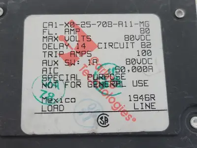 Used CARLING TECHNOLOGIES CA1-X0-25-708-A11-MG Switchgears British Columbia CA | Lenmark #241400