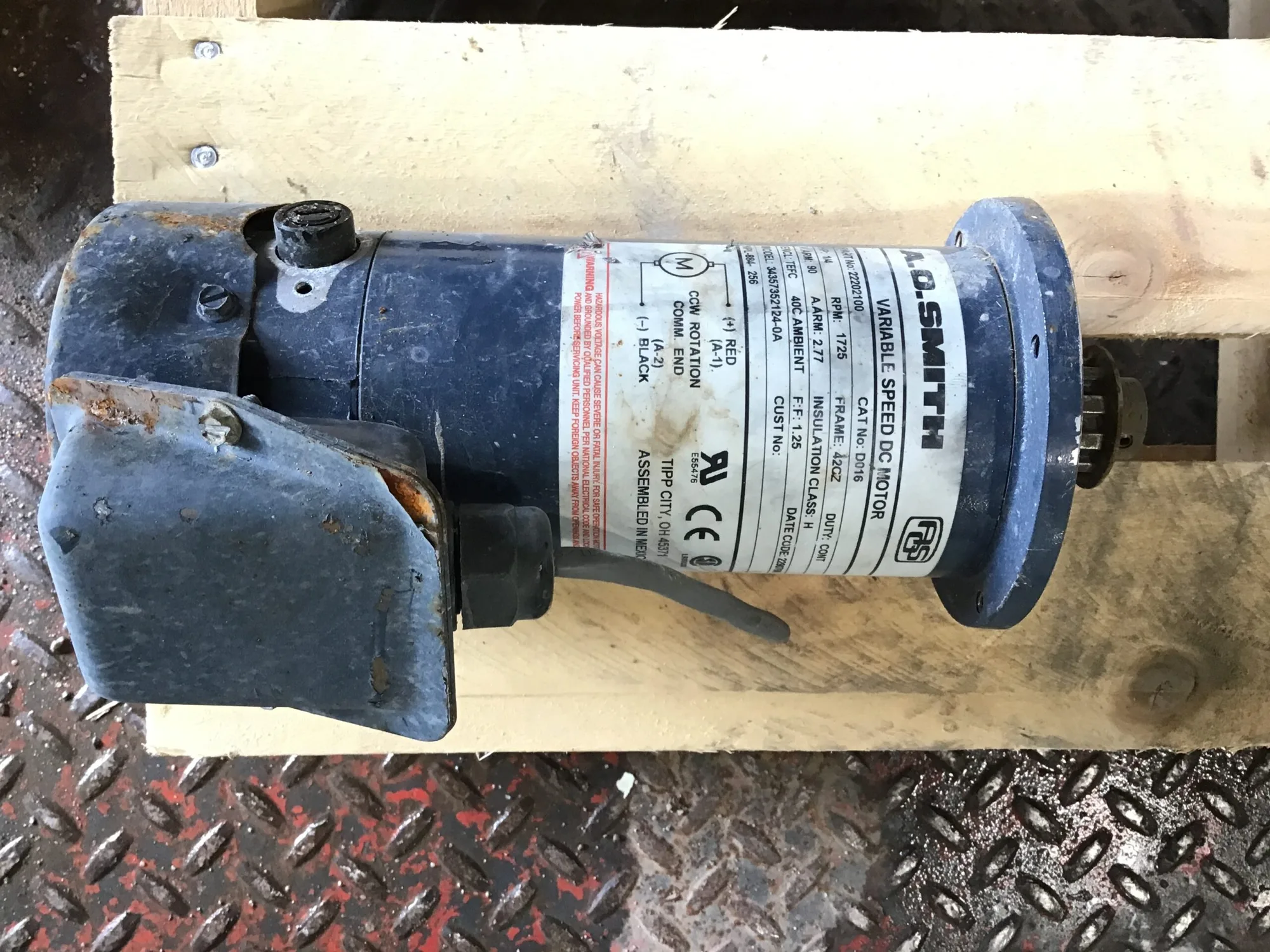 A.O. Smith Motor 34357352124-0A 22202100 1/4 HP