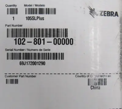 NEW ZEBRA 102-801-00000 THERMAL PRINTER 10280100000 105SL PLUS